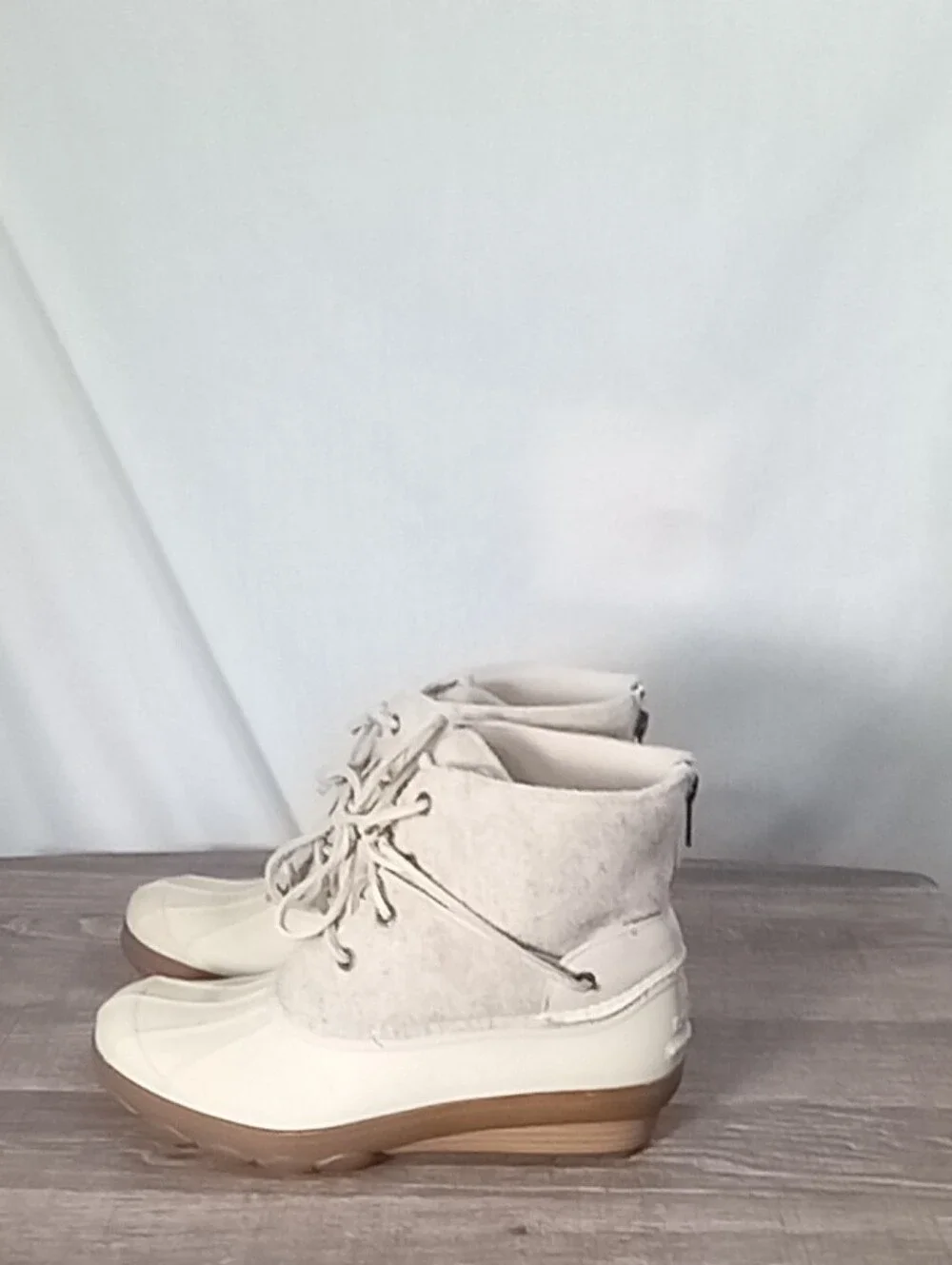 Sperry White Saltwater Wedge Tide Rubber Boots Size 7.5M